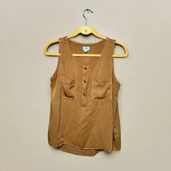 Western rodeo Brown casual tank pockets buttons A.N.A sleeveless breathable - Picture 1 of 5